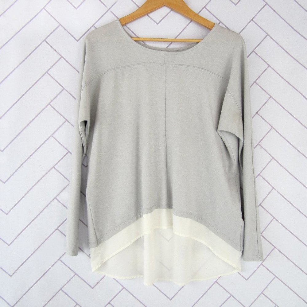 Olivia Sky Split Back Chiffon and Jersey Top sz Lg